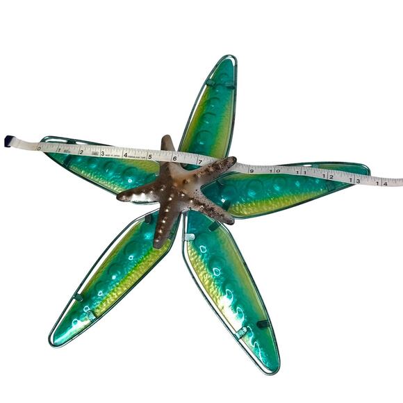 VTG Metal STARFISH ART Wall Hanging 13.5” Nautical Sea Tropical Home Decor Green - Picture 5 of 6